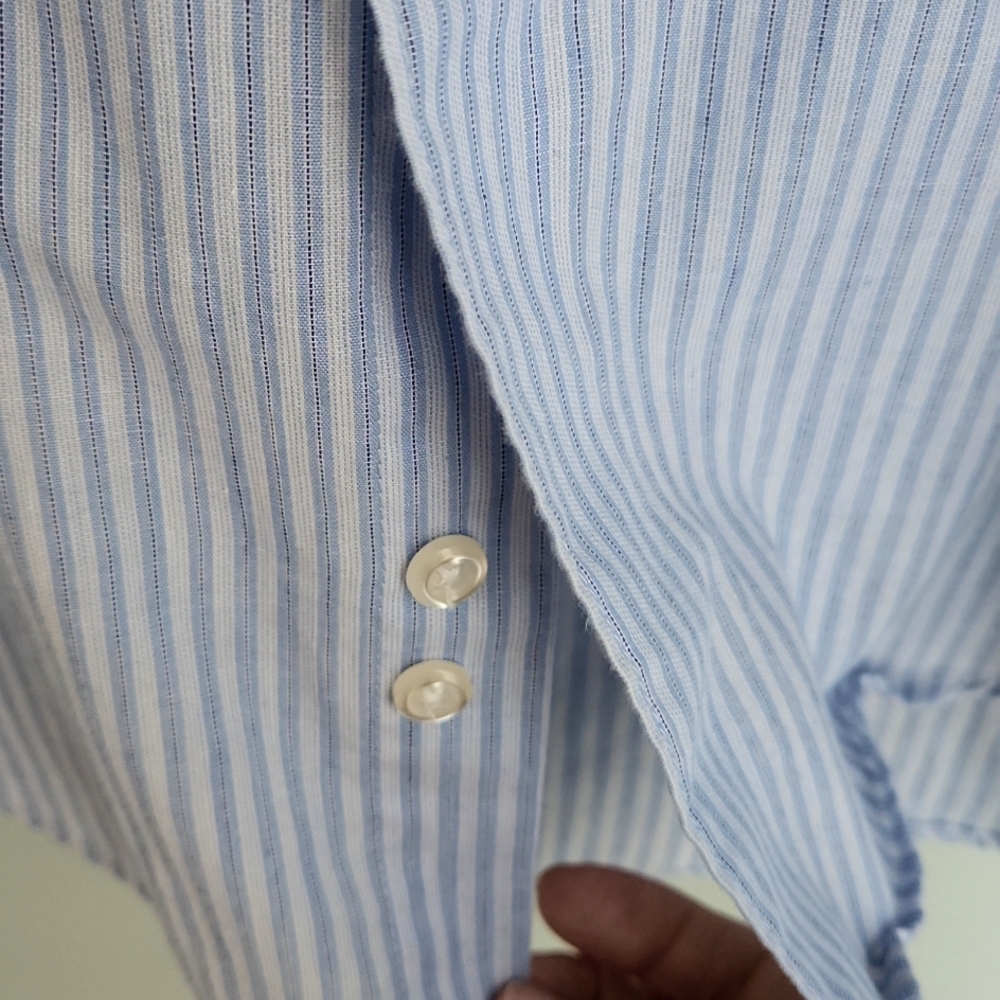 John Ashford, Men'sShirt, 151/2 34-35, M, w Light Blue Stripes w Navy Lines - Picture 3 of 7